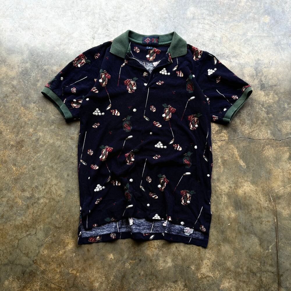 Crazy Vintage 90s Polo Style AOP Golf Shirt